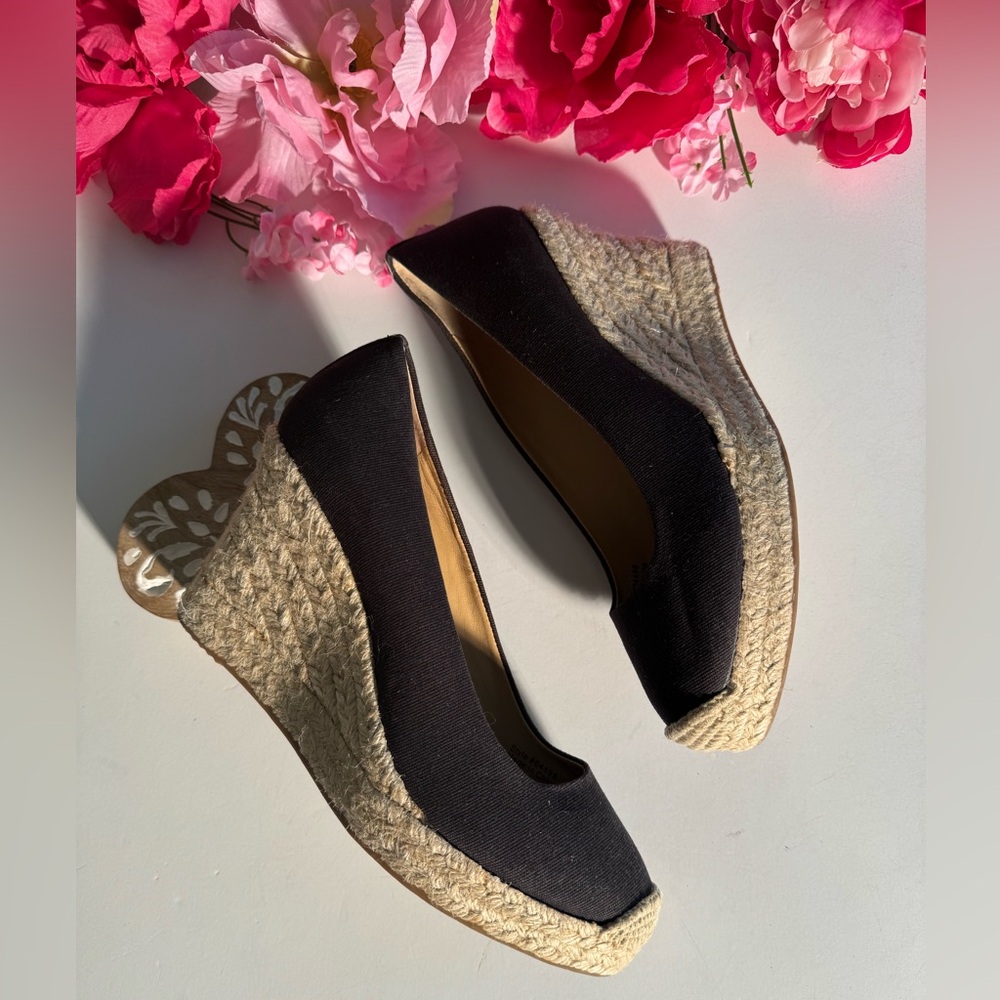 J. Crew Black and Tan Wedge Shoes